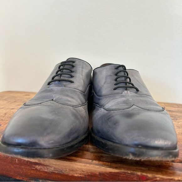 John Varvatos Blue Gray Oxford Derby Leather Formal Dress Shoes Men\'s 13 main image 8